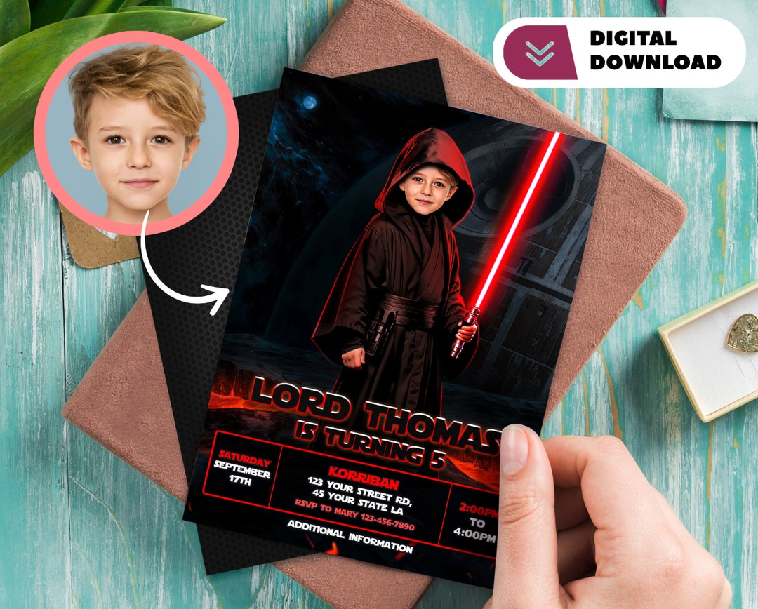 Lord Sith Personalized With Photo Birthday Invitation - Sith Birthday ...