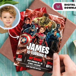 Spersonalizowane zaproszenie Spiderman ze zdjęciem - Avengers kartka urodzinowa - Party 2903