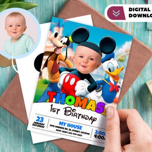 Micky personalisierte Einladung mit Foto - Micky Geburtstagskarte