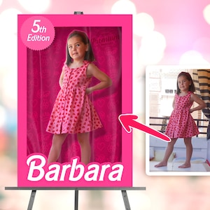 Scatola per bambole personalizzata con foto Cartello di benvenuto - Doll party 2192