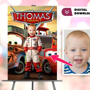 Auto personalizzate con foto Digital Welcome Sign - Cars party Welcome