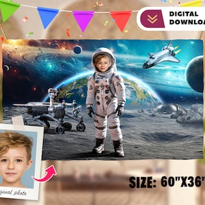 Astronaut gepersonaliseerd met aangepaste fotobanner - Astronaut Verjaardagsbanner