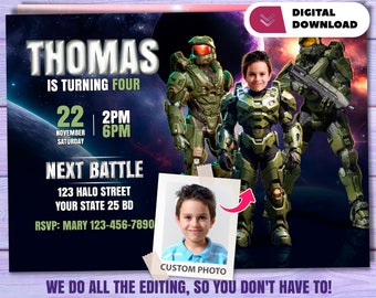 Master Gamer personalized with photo birthday invitation - Master party 3591