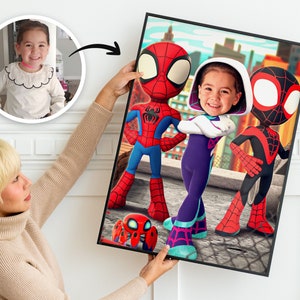 Aangepast portret superheld - Ghost Spider Gepersonaliseerd portret - Print van foto - Wanddecoratie - Feest 0283