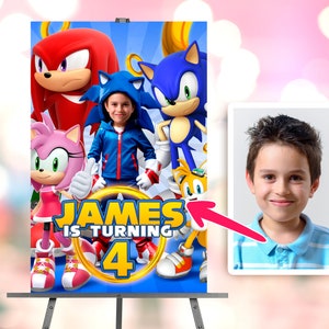Sonic personalisiert mit Foto Digitales Willkommensschild - Sonic birthday Welcome - Party 2107