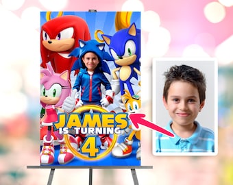 Banner 18 Geburtstag SONIC Geburtstagsbanner Personalisiert – Party-Deko Mit Beliebigem Namen Für Jungen & Mädchen Sonic The Hedgehog Banner