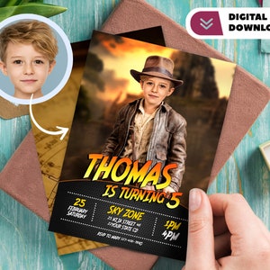 Indiana personalizzata con invito di compleanno con foto - Indiana Party Card - Party 5232