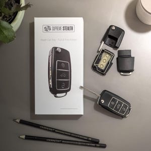 Stash Autoschlüssel - Pull & Fold Edition | Realistische Autoschlüssel Pillendose mit verstecktem Fach - für Medikamente, Festivals, Reisen