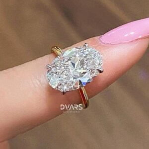4 CT Oval Lab Grown Diamond Engagement Ring, Hidden Halo Oval Cut Wedding Ring, Lab Grown Diamond Ring, IGI Certified F VVS Diamond Ring