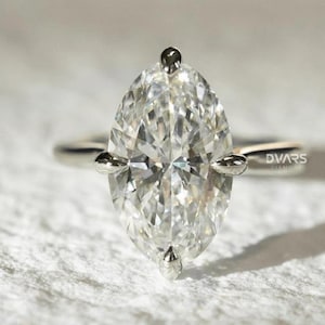4 CT Oval Cut Moissanite Diamond Engagement Ring, Solitaire Diamond Ring, Anniversary Ring, Huge Diamond Ring, Gift for her, Moissanite Ring