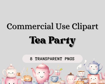 Tea Party Clip Art | Animals Clipart | Commercial Use | Bees Png | Set Of 8 | Bees Watercolor | Transparent PNGs | Instant Download