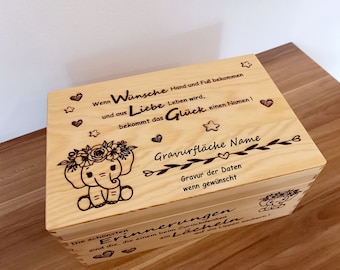 Geschenk Geburt, Taufe, Babyparty : Erinnerungskiste Baby, Kind, Erinnerungsbox, 30x20x14cm personalisiert, individualisierbar, Motivwahl