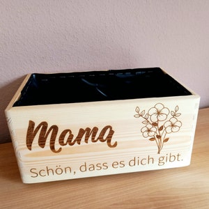 Pflanzkiste, Dekoration, Blumenkasten, foliert, Gravur Mama oder Name, personalisiert, Geschenkidee Muttertag, Geburtstag, Holz, 30x14x20cm Bild 7