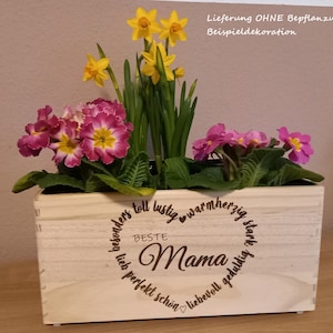 Personalisierbarer Blumenkasten, Geschenkidee Muttertag, Geburtstag, Dekoration, Gravur beste Mama, Herz, Blumenkiste, Holz, Überraschung