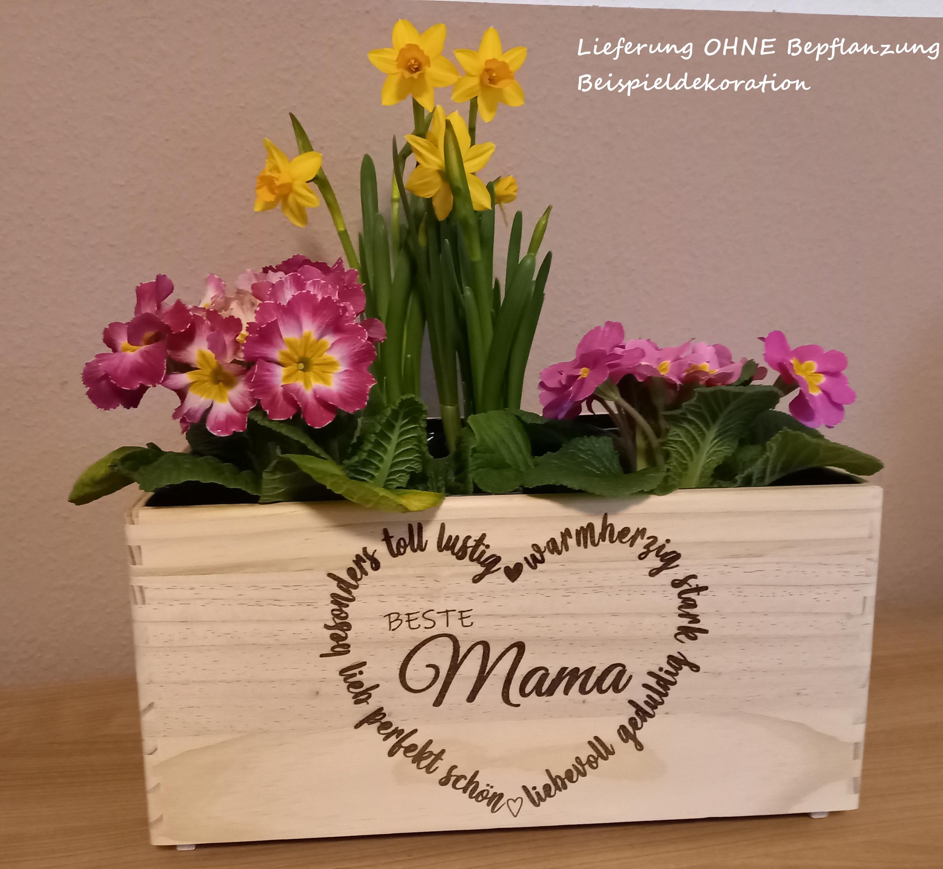 Personalizable flower box, gift idea Mother's Day, birthday, decoration, engraving best mom, heart, flower box, wood, surprise