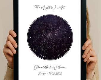 Personalised Star Map - Romantic Christmas gift for girlfriend, wife, boyfriend or husband.