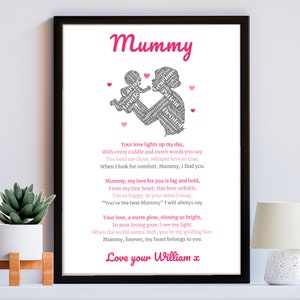 Personalised Mummy Poem Gifts From Daughter Son - Mothers Day Gifts For Mummy, Nanny, Grandma - First 1st Mother's Day Gifts New Mum Baby