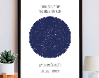 The Day You Became My Mummy Star Constellation Map Print - Mother's Day Gift - First Mother's Day Gift