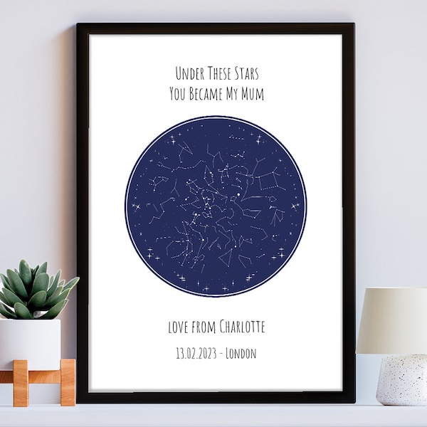 The Day You Became My Mummy Star Constellation Map Print - Mother's Day Gift - First Mother's Day Gift