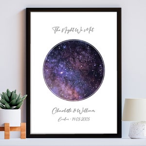 Personalisierte 'Night We Met' Sternenkarte - Astronomical Chart Poster Print, gerahmt oder ungerahmt