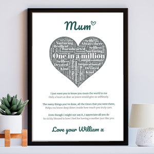 Personalisiertes Geschenk für besondere Mama One in a Million Gedicht-Druck für ein einzigartiges Geburtstagsgeschenk, Muttertagsgeschenk, Andenken für Mutter, Mama