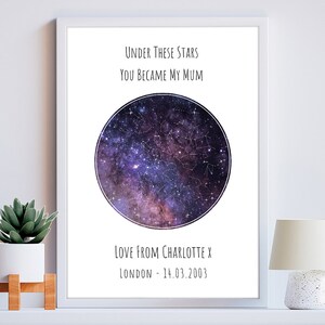 PERSONALIZED Motiv Himmel/Stern Karte Print Wand Kunst Poster. Einzigartige Geschenkidee zur Geburt, Taufe, Muttertag, Vatertagsgeschenk