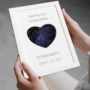 De dag dat je mijn mama werd Star Map Print - Eerste Moederdagcadeau voor mama, moeder - Van pasgeboren dochter of van pasgeboren zoon