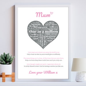 Personalisiertes Geschenk für spezielle Mama Gedicht Druck von der Tochter für ein einzigartiges Mama Geburtstagsgeschenk, Muttertagsgeschenk für Mutter in Pink