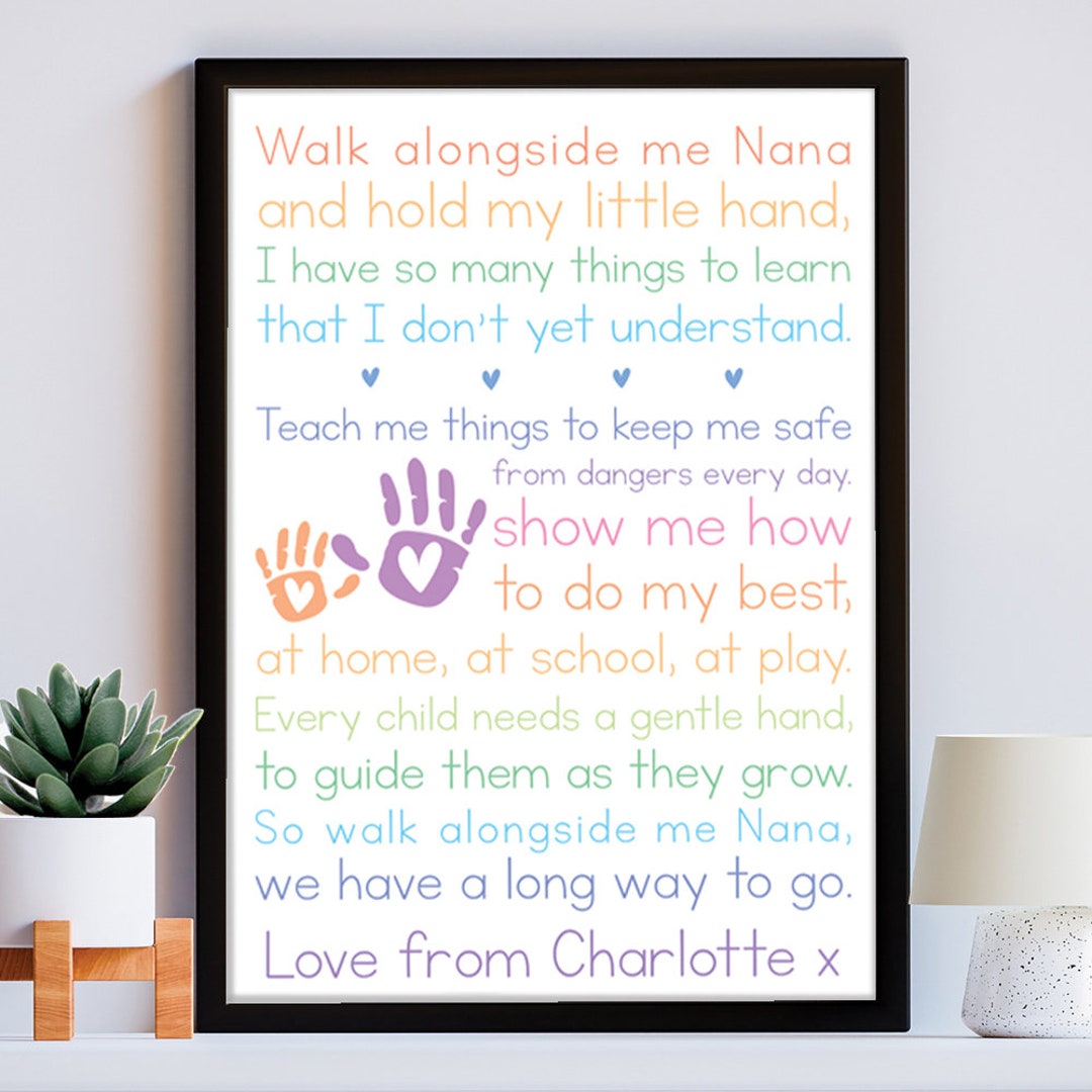 Take My Hand Poem Personalized Nana Gift Birthday, Christmas, Mother's