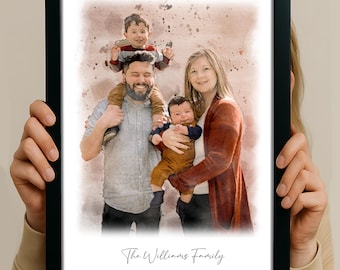 Personalized Watercolor Family Portrait From Photo