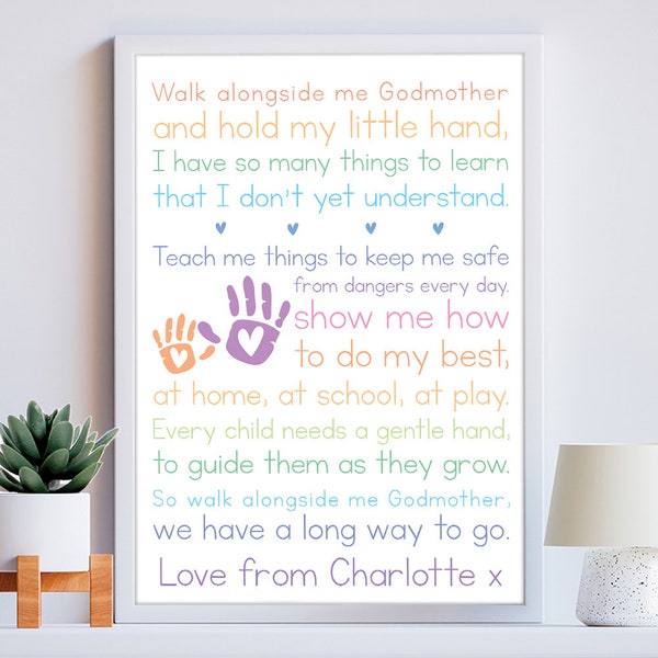 Personalised Godmother Poem Print Gift - Perfect for Any Occasion, Birthday, Thank You Present from Godson or Goddaughter