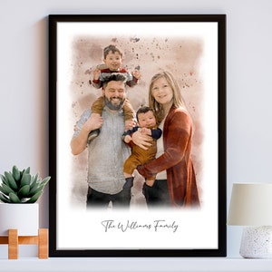 Watercolour Family Portrait, Father&#39;s Day Gift, Personalised Painting From Photo, Custom Family Print, Father&#39;s Day Gift, Photo Art