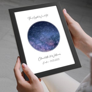 Personalisierte Himmel / Sternenkarte Art Poster - Einzigartiges Geschenk zur Geburt, Taufe, Mutter- & Vatertag - Jeder Ort