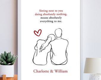 Sitting Next to You Romantic Print - Ideal for Valentine's, Anniversary, Birthday, Wedding - Gift for Her Or Him