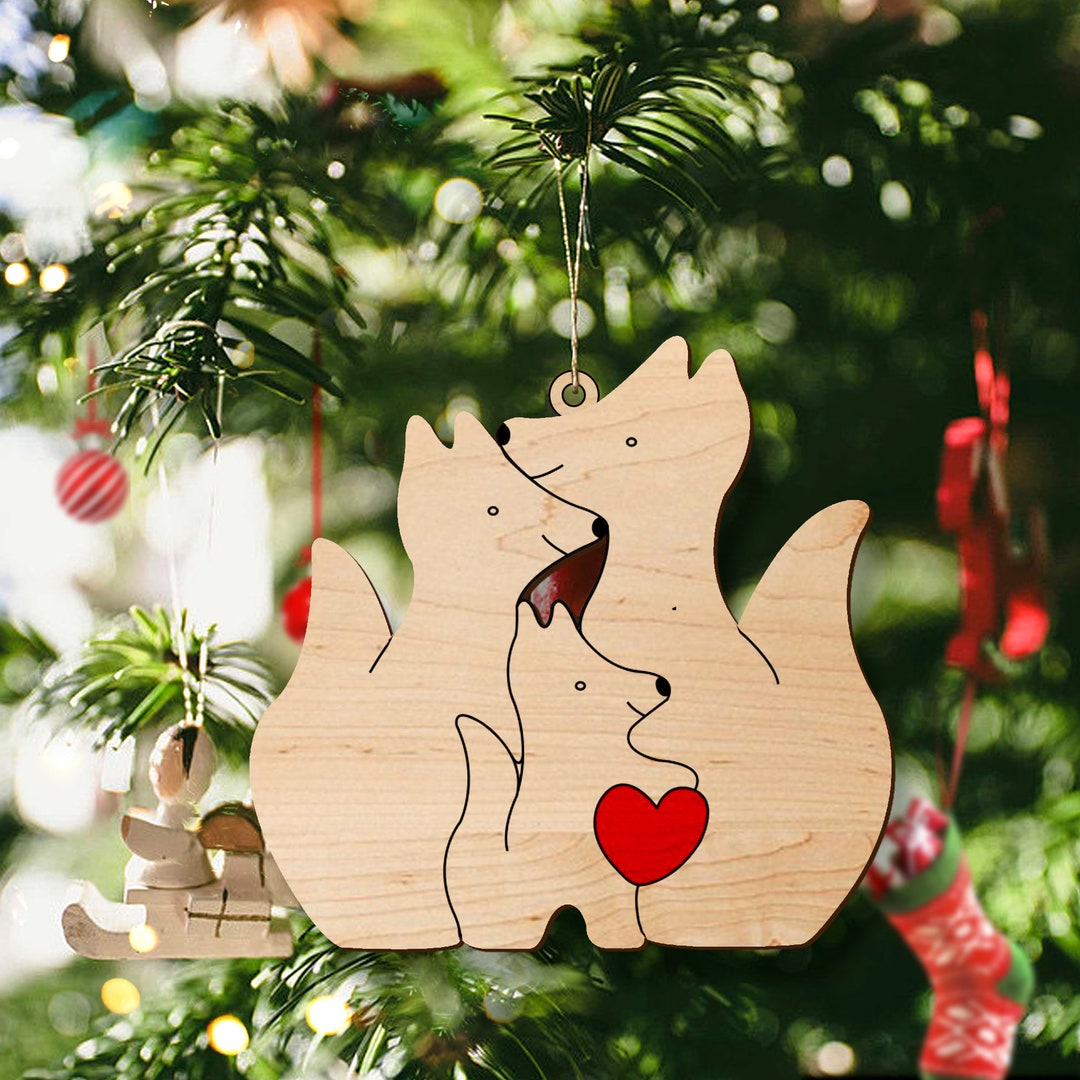 Personalized Fox Family Ornament Fox Family Puzzle Ornament Etsy