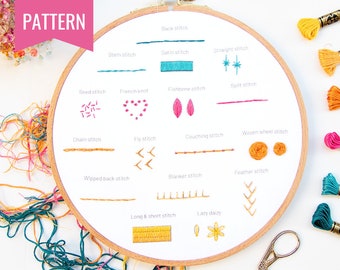 PDF pattern + video tutorials "Easy Start”, beginner embroidery PDF pattern, Digital download beginner embroidery, Learn Embroidery stitches