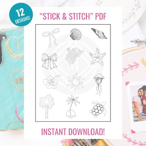 Stick & Stitch Patches &quot;Summer 2024&quot; Collection Printables, Download For Stick And Stitch DIY, stick and stitch embroidery designs