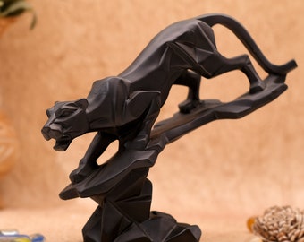 Handcrafted Diamond Design Animal Statue Black Panther For HomeDecor Living Room
