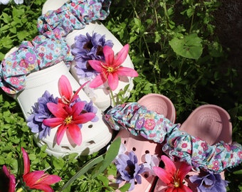 SPRING INTO GARDEN | Floral Collection | Mother Daughter | Matching Set | Mommy and Me | Strap Shoes Scrunchies | Accessory | Crocs | Clog