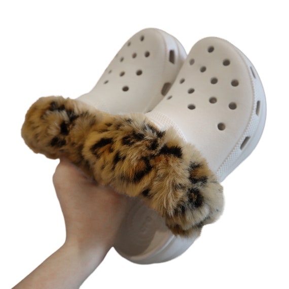 fuzzy leopard crocs