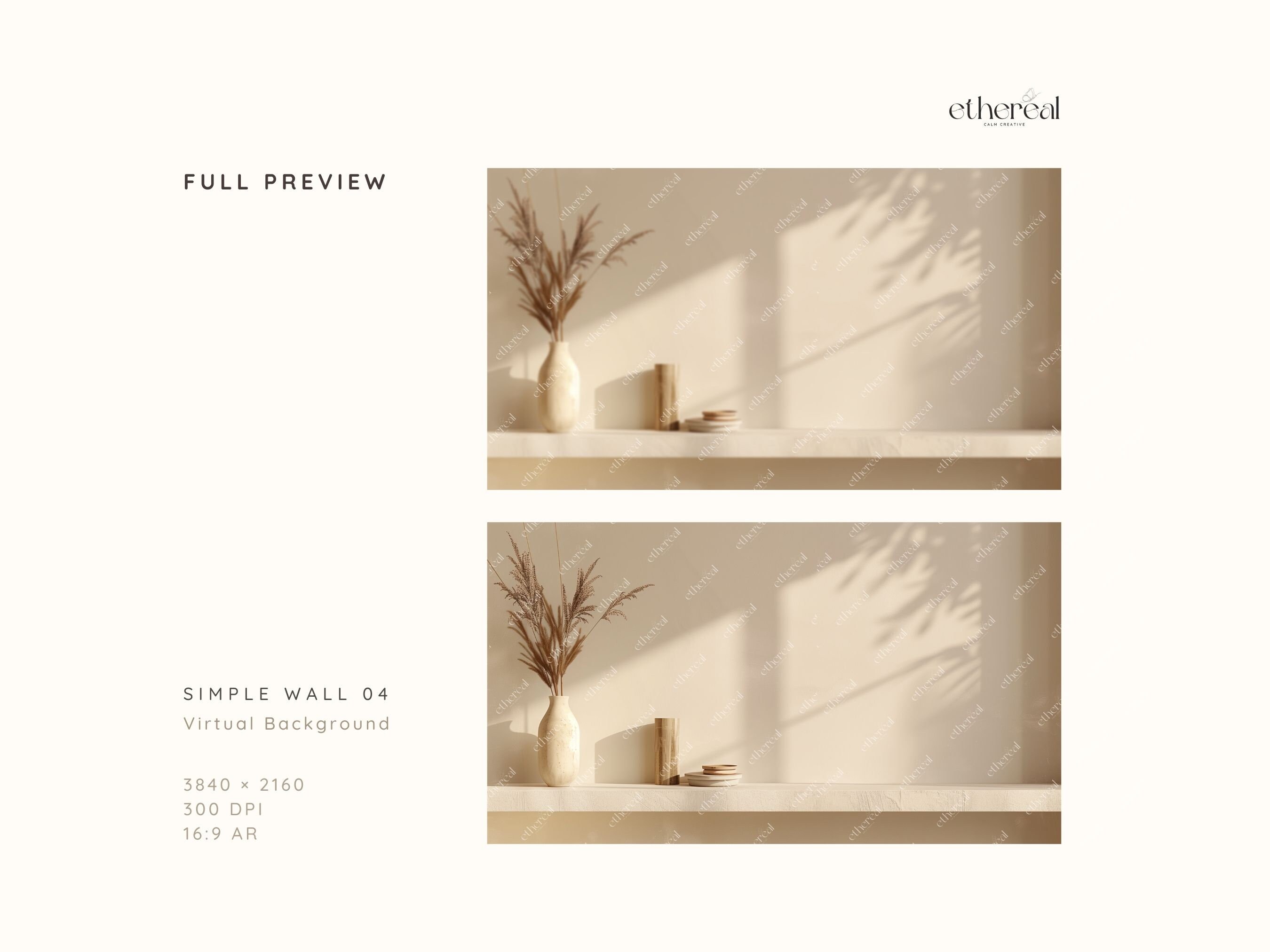 Serene Minimalist Wall Digital Backdrop Perfect for Zoom Backgrounds