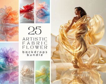 Artistic Fabric Flower Maternity Digital Backdrops | 25 Portrait Backgrounds Studio Photography | Photoshop Overlays | EtherealCalmCreative