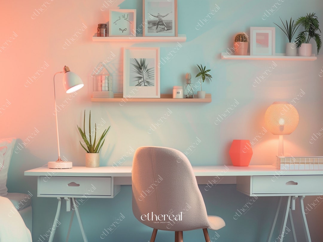 Charming Pastel Home Office Zoom Background Perfect for Virtual