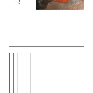 May include: A postcard featuring an oil painting titled burnt, 50 x 100 cm, 2026. The artwork depicts a human face with red and grey tones. The postcard includes a horizontal line and vertical lines for address placement on the white background.