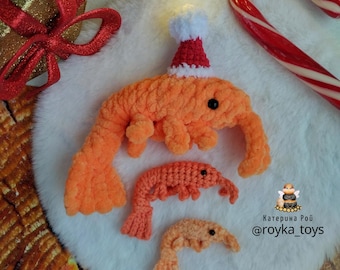 Gehäkelte Garnele Plüschtier: Mini Stofftier, Weihnachtsornament