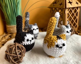 Crochet Kitten Plushie: Miniature Pocket Pet, Handmade Cat Doll