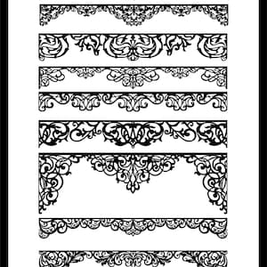 Ornate Border Set | 9 Decorative Panel Designs | Laser & CNC Cutting Digital Files Cricut Glowforge