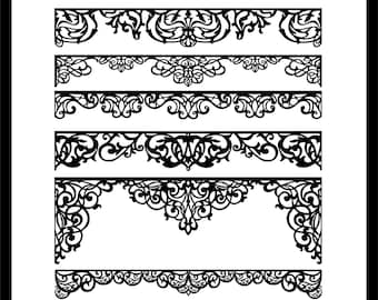 Utsmyckad kantuppsättning | 9 dekorativa paneldesigner | Laser- och CNC-skärning av digitala filer Cricut Glowforge