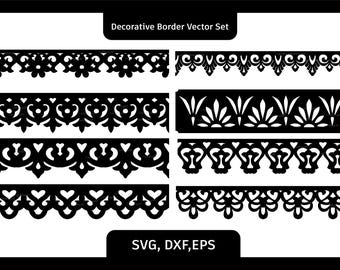 Laserskuren kant SVG-paket: Dekorativa mönster för Cricut, Glowforge (digital nedladdning)