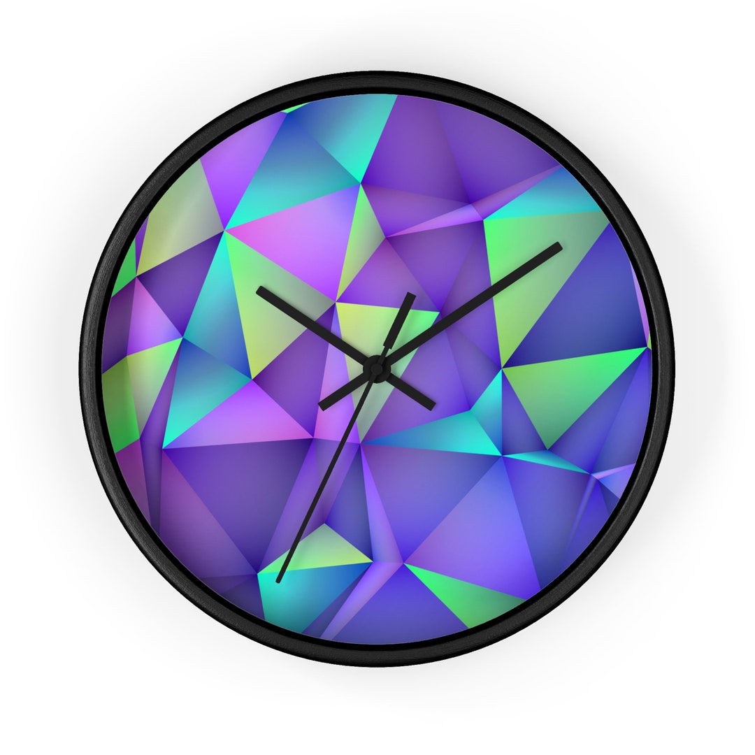 Hologram Prism Wall Clock Holographic Violet Green Etsy